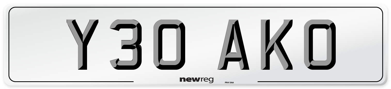 Y30 AKO Number Plate from New Reg